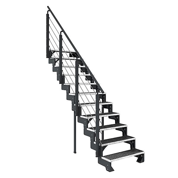 Dolle Außentreppe Gardentop Anthrazit 11 Gitterroststufe 80 cm inkl. Geländ günstig online kaufen