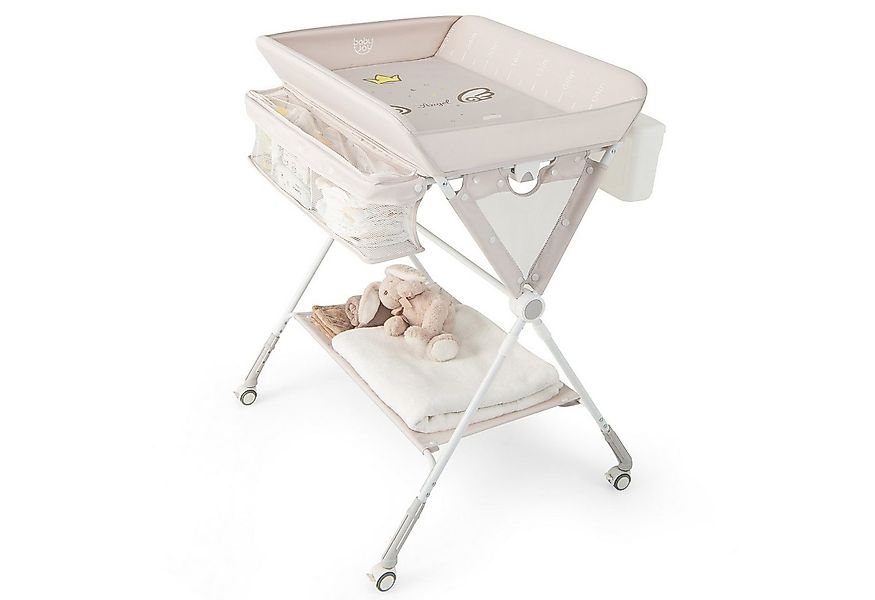 COSTWAY Wickeltisch (1-tlg), 3in1 Wickelkommode, mit Rollen, klappbar günstig online kaufen