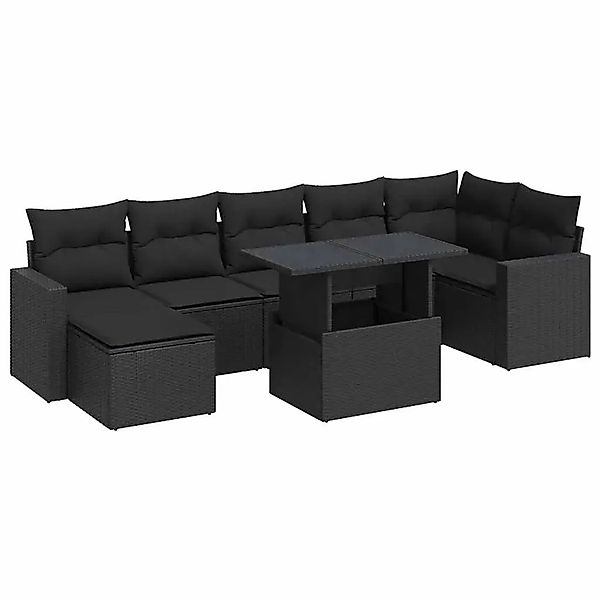 vidaXL 8-Tlg Garten-Sofagarnitur mit Kissen Schwarz Poly Rattan 3326356 günstig online kaufen