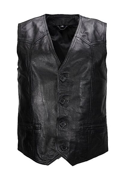 Lolus Lederweste Ludwig schwarz Herren Lederweste mit Knopfverschluss aus w günstig online kaufen