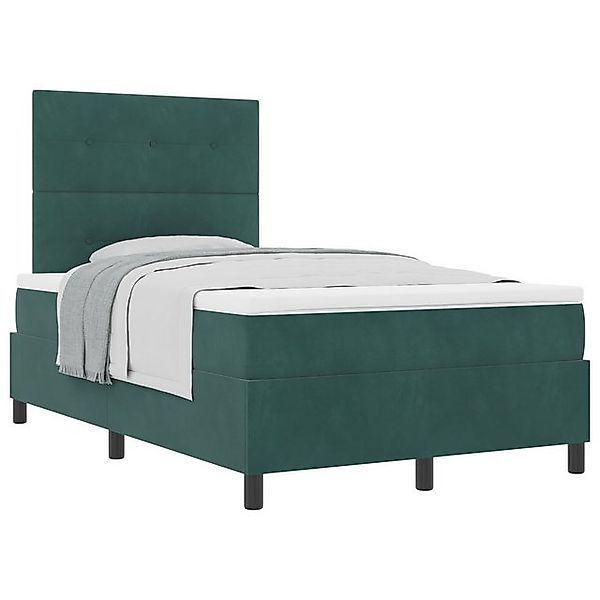 vidaXL Bett Boxspringbett mit Matratze Dunkelgrün Kleines Doppelvelour (1-t günstig online kaufen