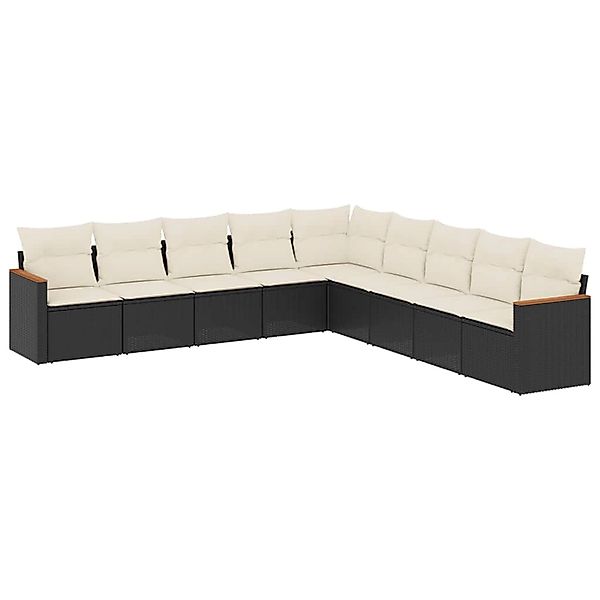 vidaXL 9-Tlg Garten-Sofagarnitur mit Kissen Schwarz Poly Rattan 3258458 günstig online kaufen