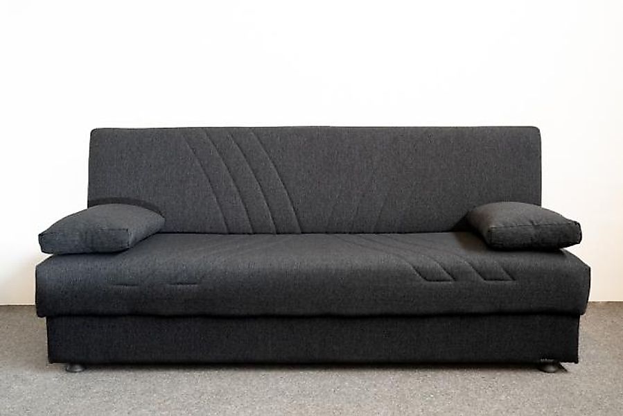 3-Sitzer Schlafsofa mit Bettkasten und Federkern 195 cm breit Grau KEMER günstig online kaufen
