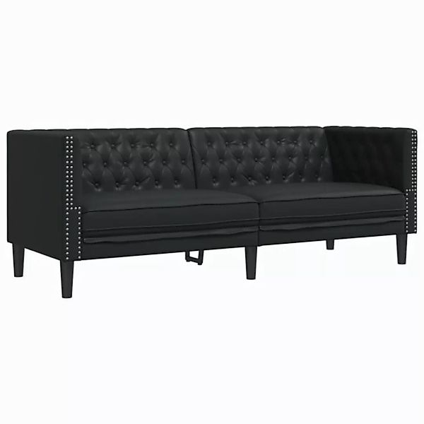 vidaXL Chesterfield-Sofa, Chesterfield-Sofa 3-Sitzer Schwarz Kunstleder günstig online kaufen