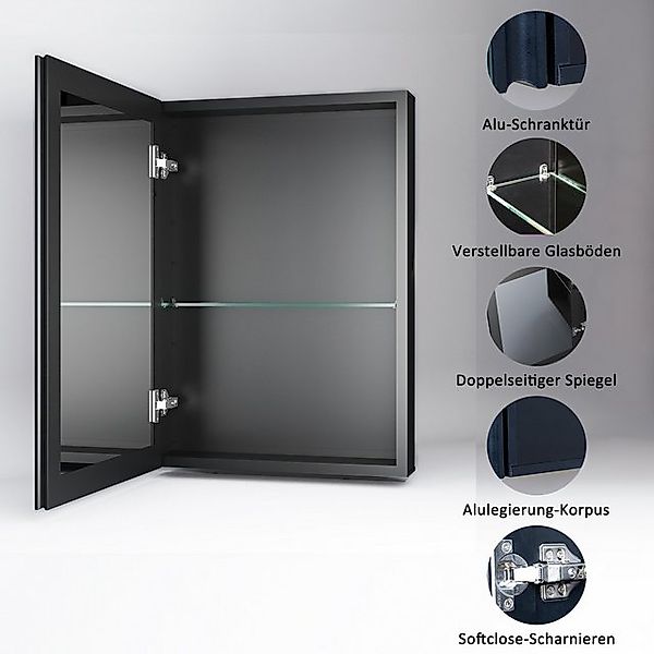 WDWRITTI Hängeschrank Schwarz matt Aluminium Badezimmerspiegelschrank mit a günstig online kaufen