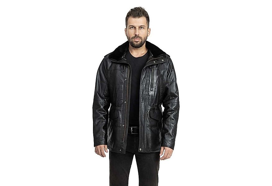 Mouflon Lederjacke John Abnehmbarer Lammfellkragen günstig online kaufen