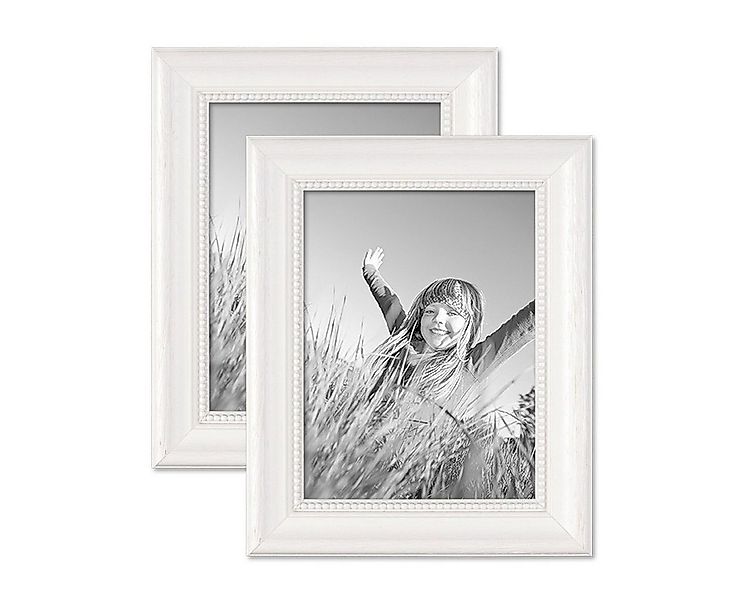 PHOTOLINI Bilderrahmen 2er Set im Shabby-Chic Landhaus-Stil Massivholz günstig online kaufen