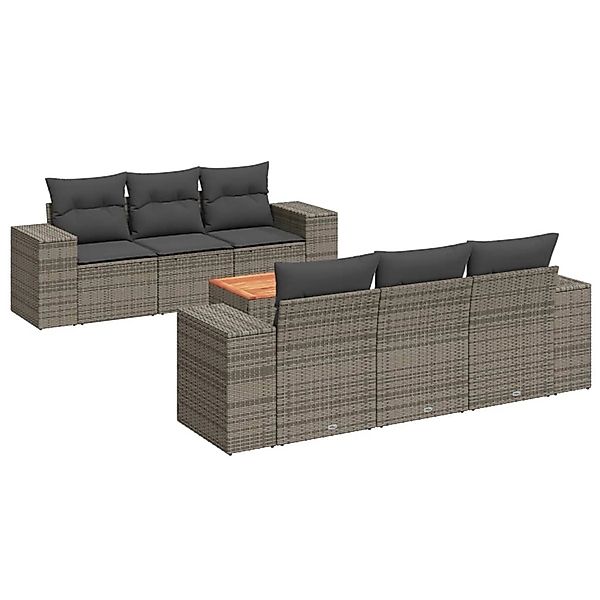 vidaXL 7-tlg Garten-Sofagarnitur mit Kissen Grau Poly Rattan Modell 16 günstig online kaufen