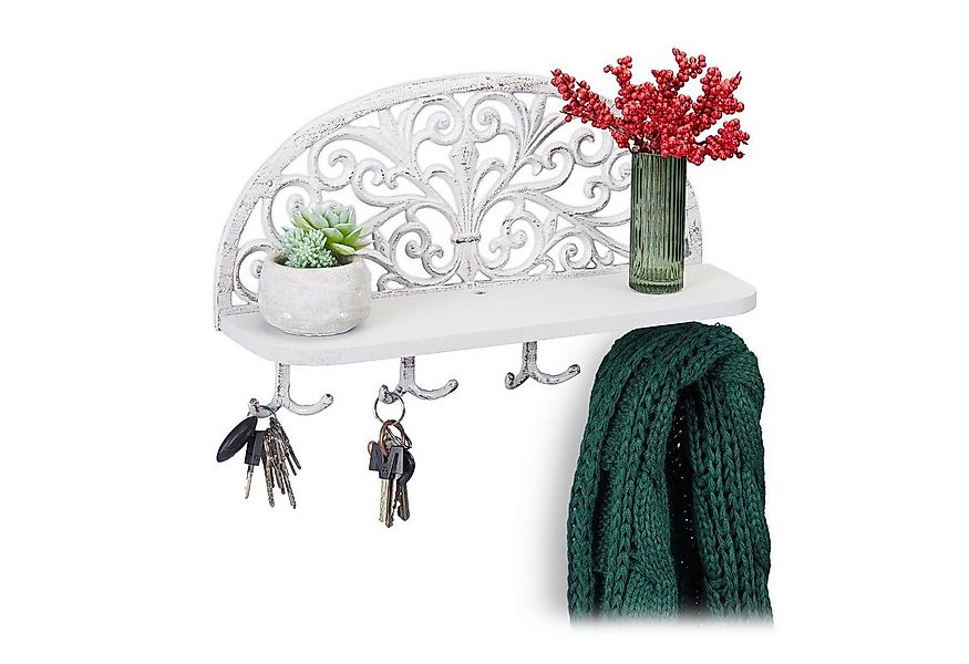 relaxdays Wandgarderobe mit Ablage, weiß günstig online kaufen