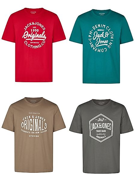 Jack & Jones Tshirt Herren Regular Fit JJLINO 4er Pack Set Pack günstig online kaufen