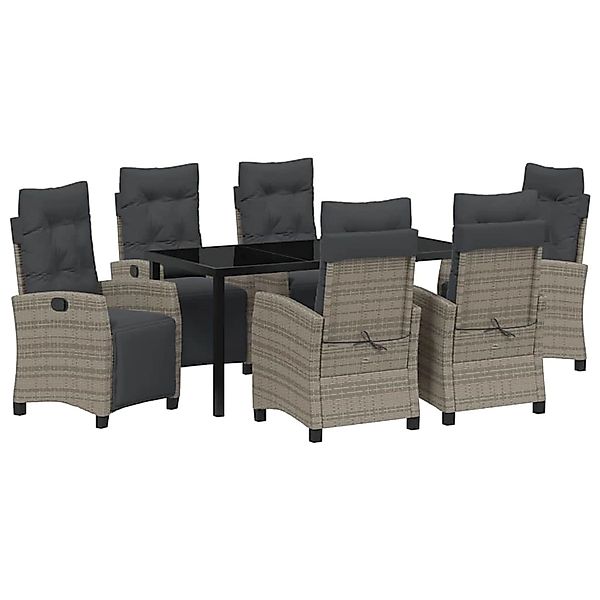 vidaXL Garten Essgruppe 7-Tlg Grau Poly Rattan 3380439 günstig online kaufen