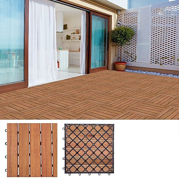 Casaria Holzfliesen 1x Eukalyptus, Terrassenfliese 1x günstig online kaufen