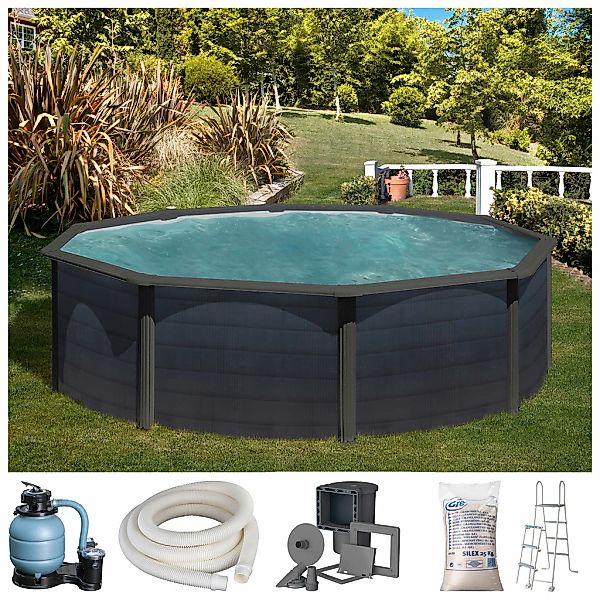 Gre Rundpool "GRAPHITE" 4-tlg., Stahlwandpool, in verschiedenen Größen günstig online kaufen