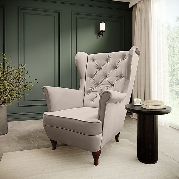 Beautysofa Ohrensessel Sessel FALCO Chesterfield Wohnzimmersessel günstig online kaufen