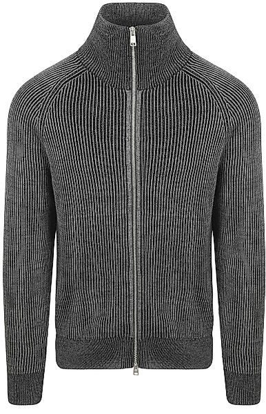 Marc O'Polo Strickjacke Rib Wool Mix Grau - Größe L günstig online kaufen
