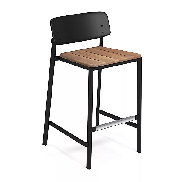 emu - Shine Outdoor-Barhocker 75cm Teak - schwarz/Sitzfläche Teak/BxHxT 54x günstig online kaufen