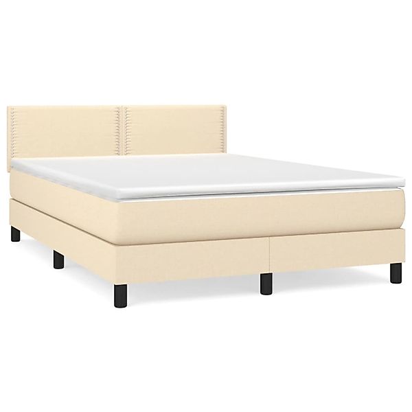 vidaXL Boxspringbett Boxspringbett mit Matratze Creme 140x200 cm Stoff Bett günstig online kaufen