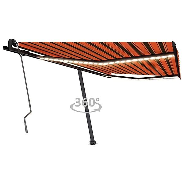 vidaXL Markise Manuell Einziehbar mit LED 450x350 cm Orange und Braun 30698 günstig online kaufen