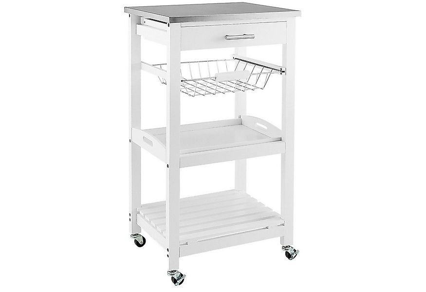 KOMFOTTEU Servierwagen Rollwagen, auf Rollen, mit Stahl-Arbeitsplatte günstig online kaufen