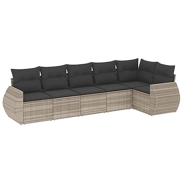 vidaXL 6-Tlg Garten-Sofagarnitur mit Kissen Hellgrau Poly Rattan 3253729 günstig online kaufen
