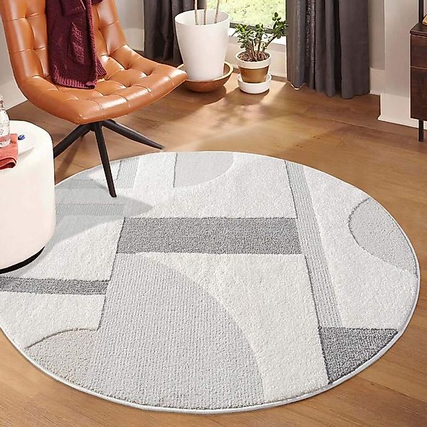 Carpet City Teppich "LOUNGE 9992" rund 15 mm Höhe Kurzflor-Teppich Modern, günstig online kaufen