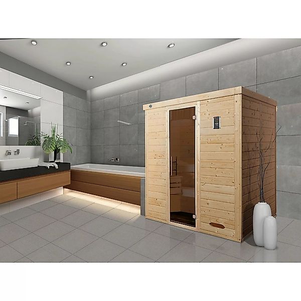 Weka Design-Sauna Kemi 3 GT ohne Ofen Naturbelassen 195 x 145 cm günstig online kaufen