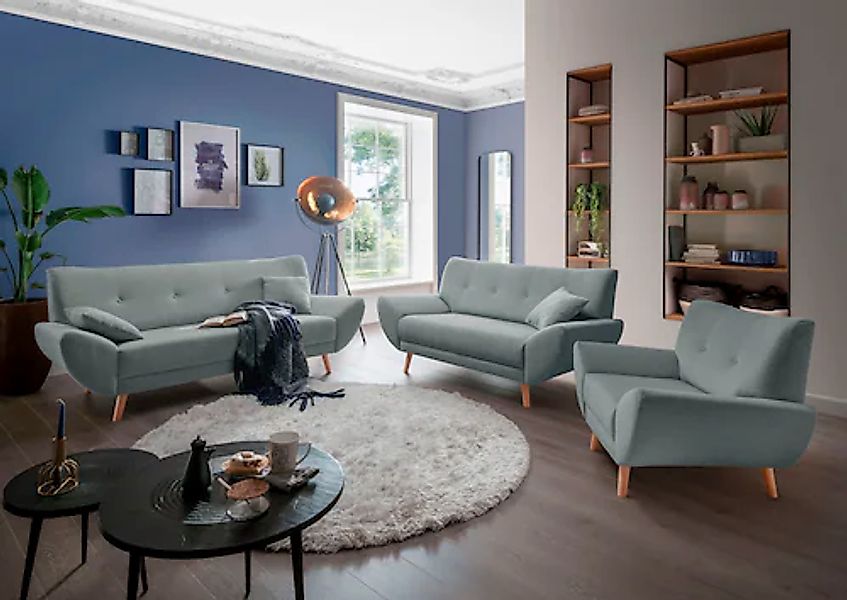 Home affaire Polstergarnitur »Basta« 3 Stk. tlg. Komfortable Wellenunterfed günstig online kaufen