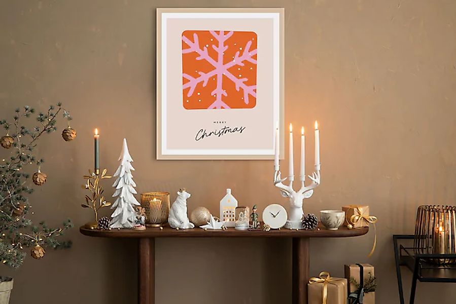 queence Bild mit Rahmen »Schneeflocke bunt« Jahreszeiten   Schneeflocke   S günstig online kaufen