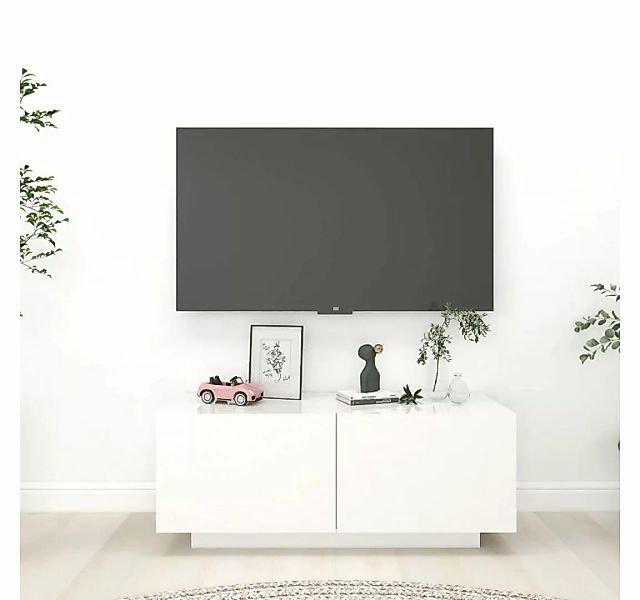 furnicato TV-Schrank Hochglanz-Weiß 100x35x40 cm Holzwerkstoff günstig online kaufen