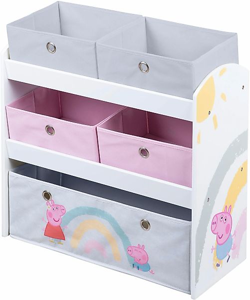 roba Kinderregal "Peppa Pig, weiß" inklusive 5 Stoffboxen in 2 Größen günstig online kaufen