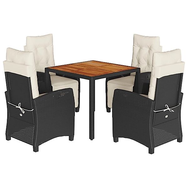 vidaXL 5-Tlg Garten-Essgruppe mit Kissen Schwarz Poly Rattan 3212901 günstig online kaufen