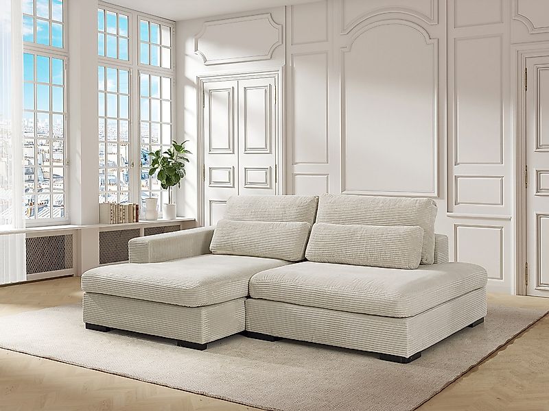 Ecksofa mit Schlaffunktion - Ecke links - Cord - Beige - SELIORA günstig online kaufen