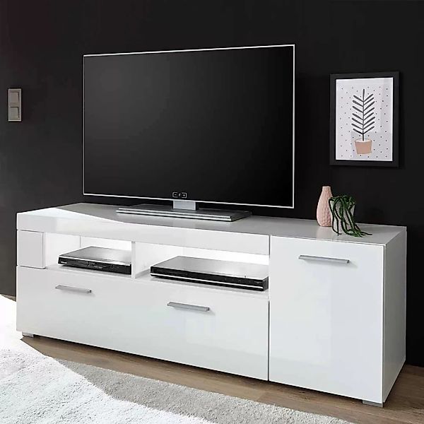 Fernsehtisch in Weiß Hochglanz 140 cm breit günstig online kaufen