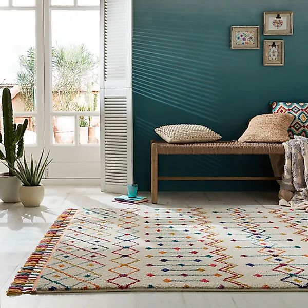 FLAIR RUGS Teppich »PRAIRIE«, rechteckig, 20 mm Höhe, mit Fransen und versp günstig online kaufen