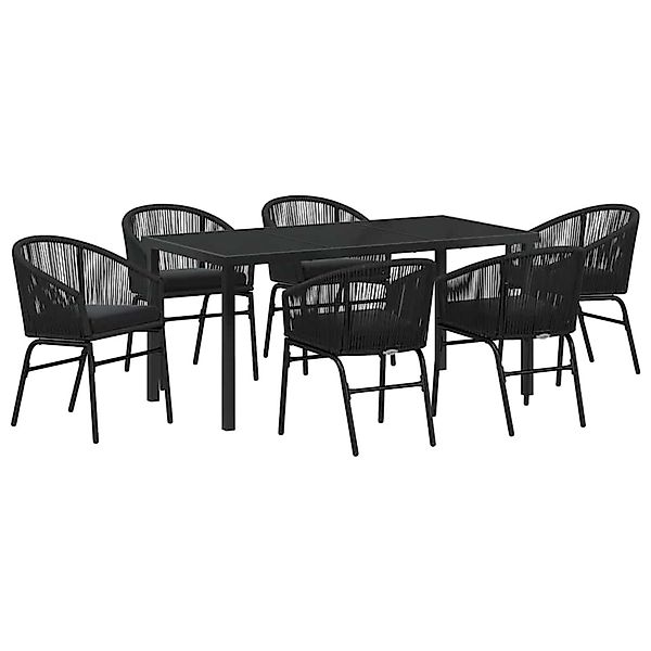vidaXL Garten Essgruppe 7-Tlg Schwarz Poly Rattan 3379349 günstig online kaufen