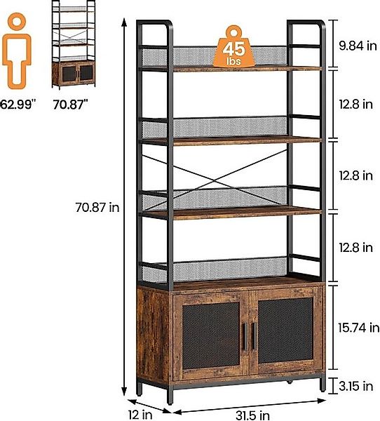 GarveeMore Bücherregal mit Lagerung,4 Schichten offenes Lagerregal mit 2 Tü günstig online kaufen