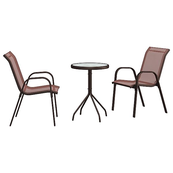 vidaXL Garten Bistro Set 3-Tlg Braun Stahl 42003980 günstig online kaufen