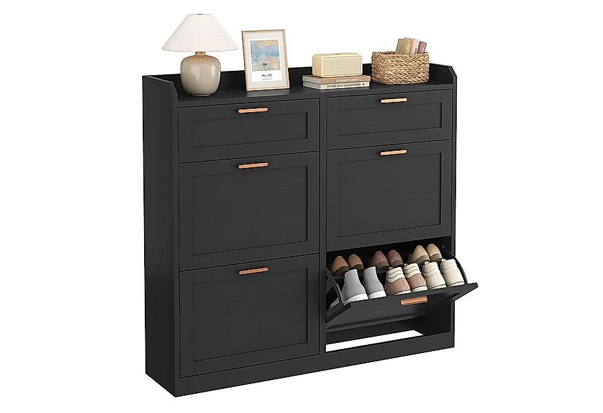 MSMASK Schuhschrank mit 4 Klappen, Einstellbarer Schuhregal, 24 x 100 x 103 günstig online kaufen