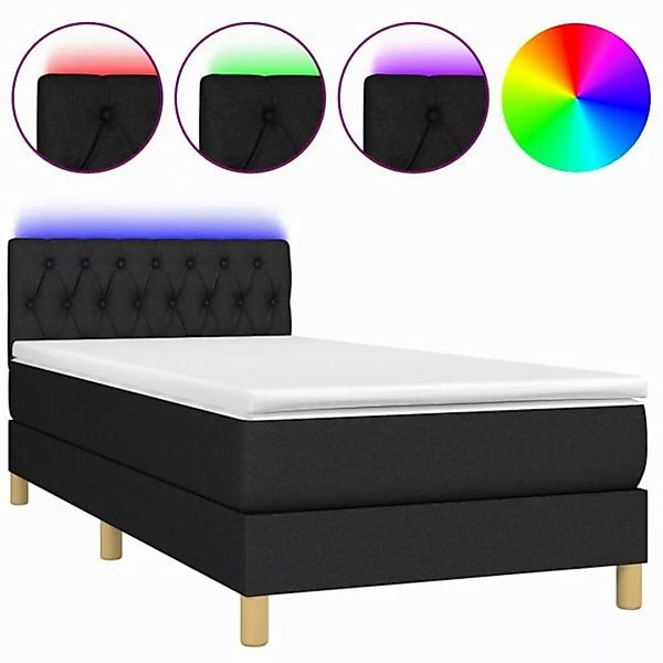 vidaXL Boxspringbett Boxspringbett mit Matratze LED Schwarz 100x200 cm Stof günstig online kaufen