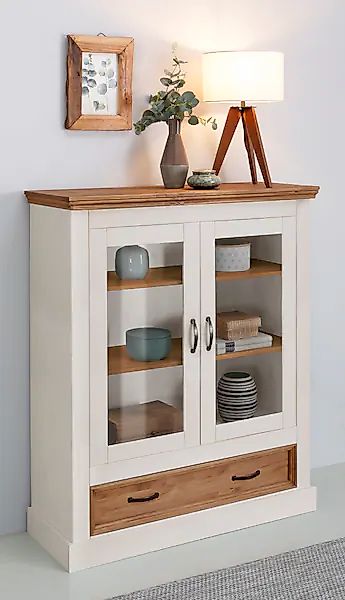Home affaire Vitrine »Selma Highboard«, aus massivem Kiefernholz, mit Griff günstig online kaufen
