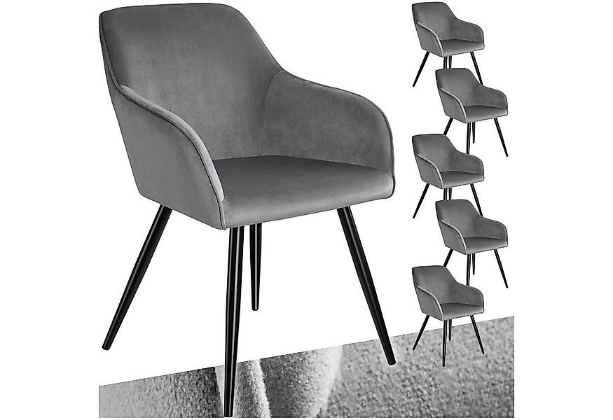 tectake Esszimmerstuhl Küchenstuhl Marilyn Samtoptik, schwarze Stuhlbeine ( günstig online kaufen