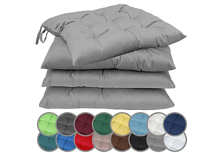 NatureMark Sitzkissen 4er-Set Stuhlkissen 40x40cm mit Bändern, Sitzpolster günstig online kaufen