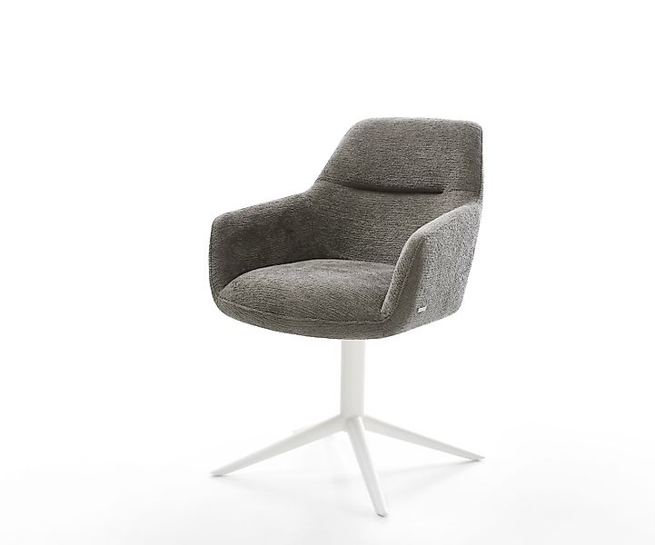 Drehstuhl Pejo-Flex Bouclé Soft Schlamm Fußkreuz Weiß 360° drehbar Wippfunk günstig online kaufen