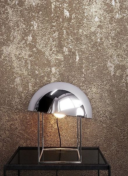 Newroom Vliestapete, Braun Tapete Uni Leicht Glänzend - Beton Gold Silber B günstig online kaufen