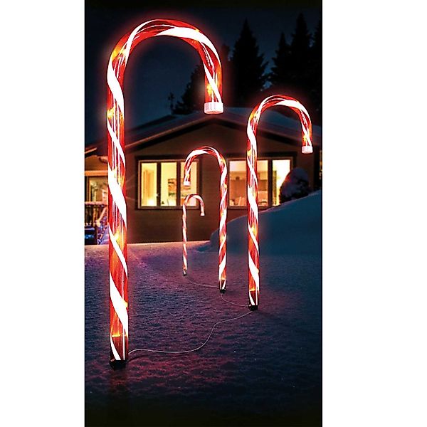 Mojawo Lichtervorhang 4er Set LED-Gartenleuchtstäbe Zuckerstange günstig online kaufen