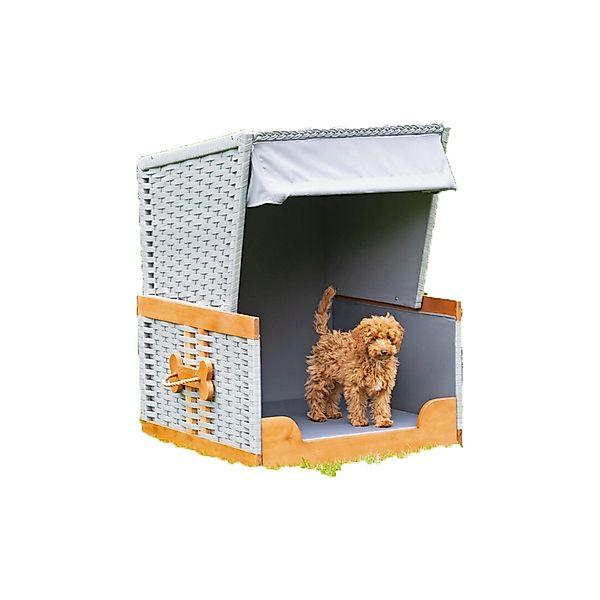 Natur24 Hundestrandkorb 82 x 83 x 109 cm Pinie Grau günstig online kaufen