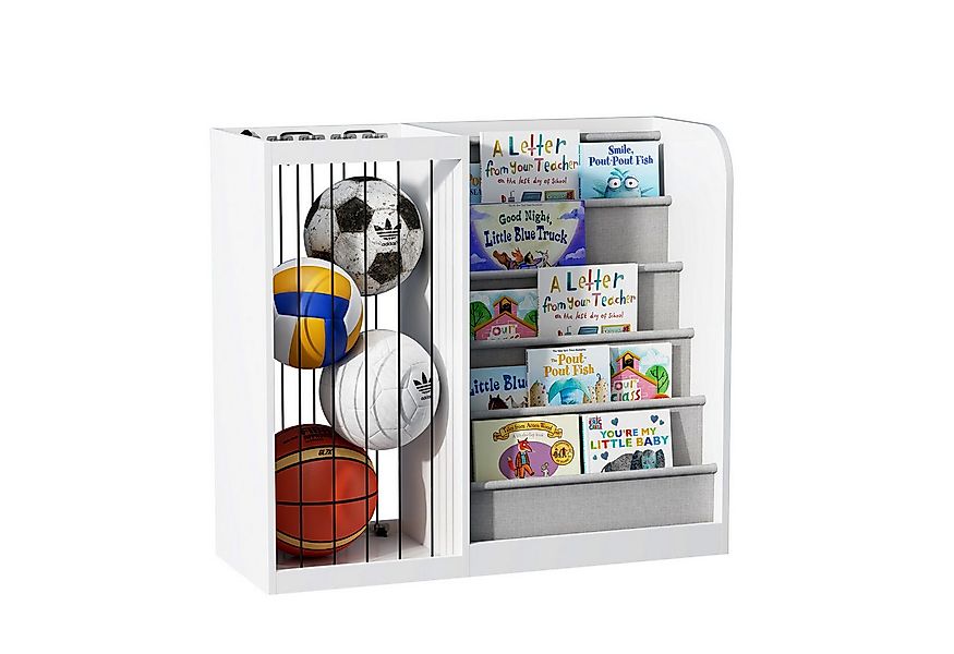 radelldar Kinderregal 2 in 1 Ball Lagerregal, Bücherregal Kinder, Holz mit günstig online kaufen
