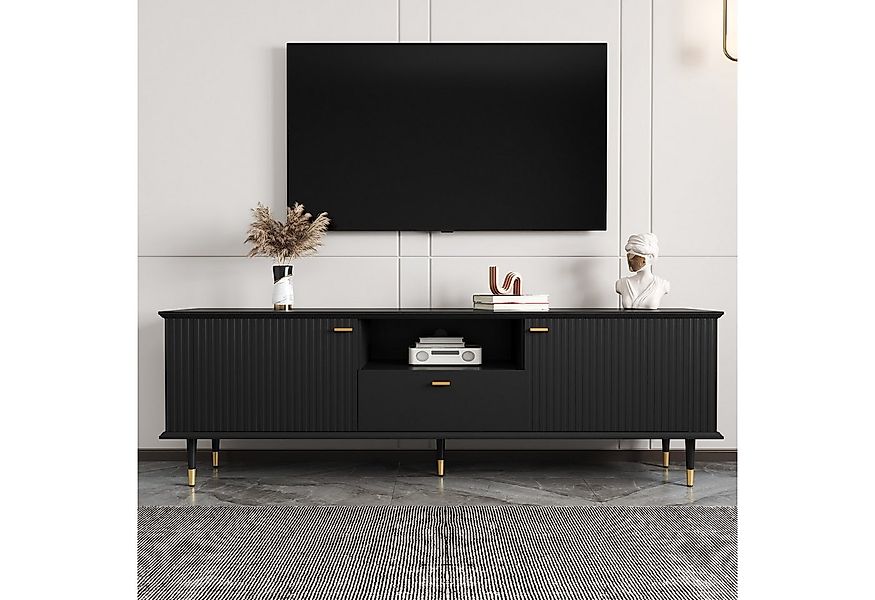 KLAM HOME Lowboard TV-Schrank mit offenen Fächern und Schubladen für optima günstig online kaufen