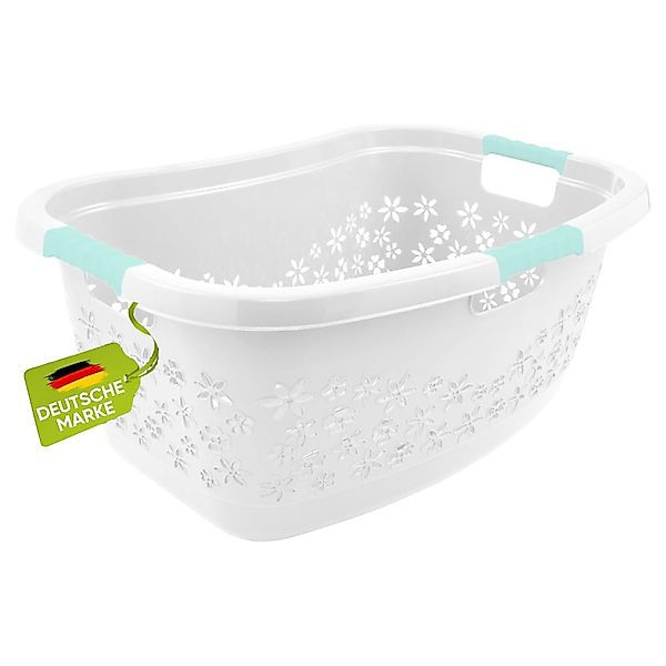 homesti Wäschekorb ergonomischer Wäschekorb weiß/aquamarin 50 günstig online kaufen
