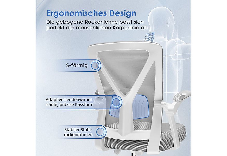 Adormii Bürostuhl Bürostuhl mit klappbaren Armlehnen,Ergonomischer Bürostuh günstig online kaufen
